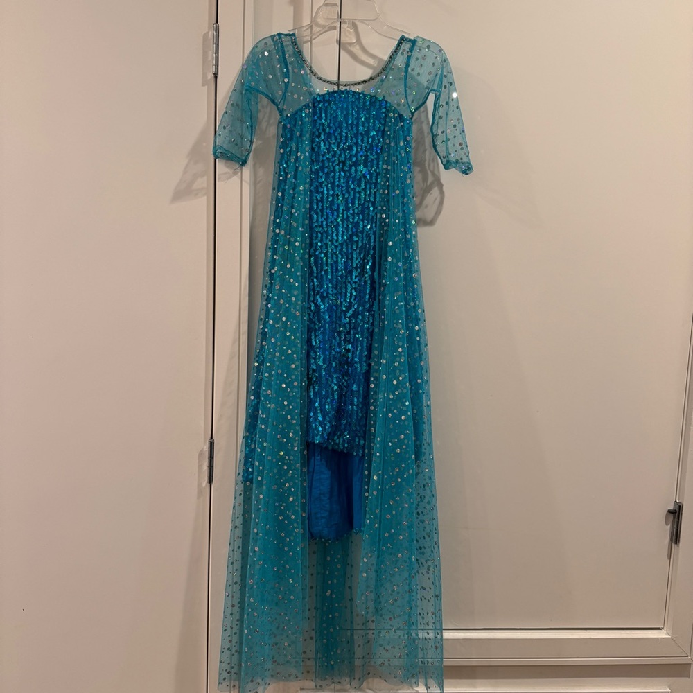 Sparkling Blue Dress with Sheer Overlay